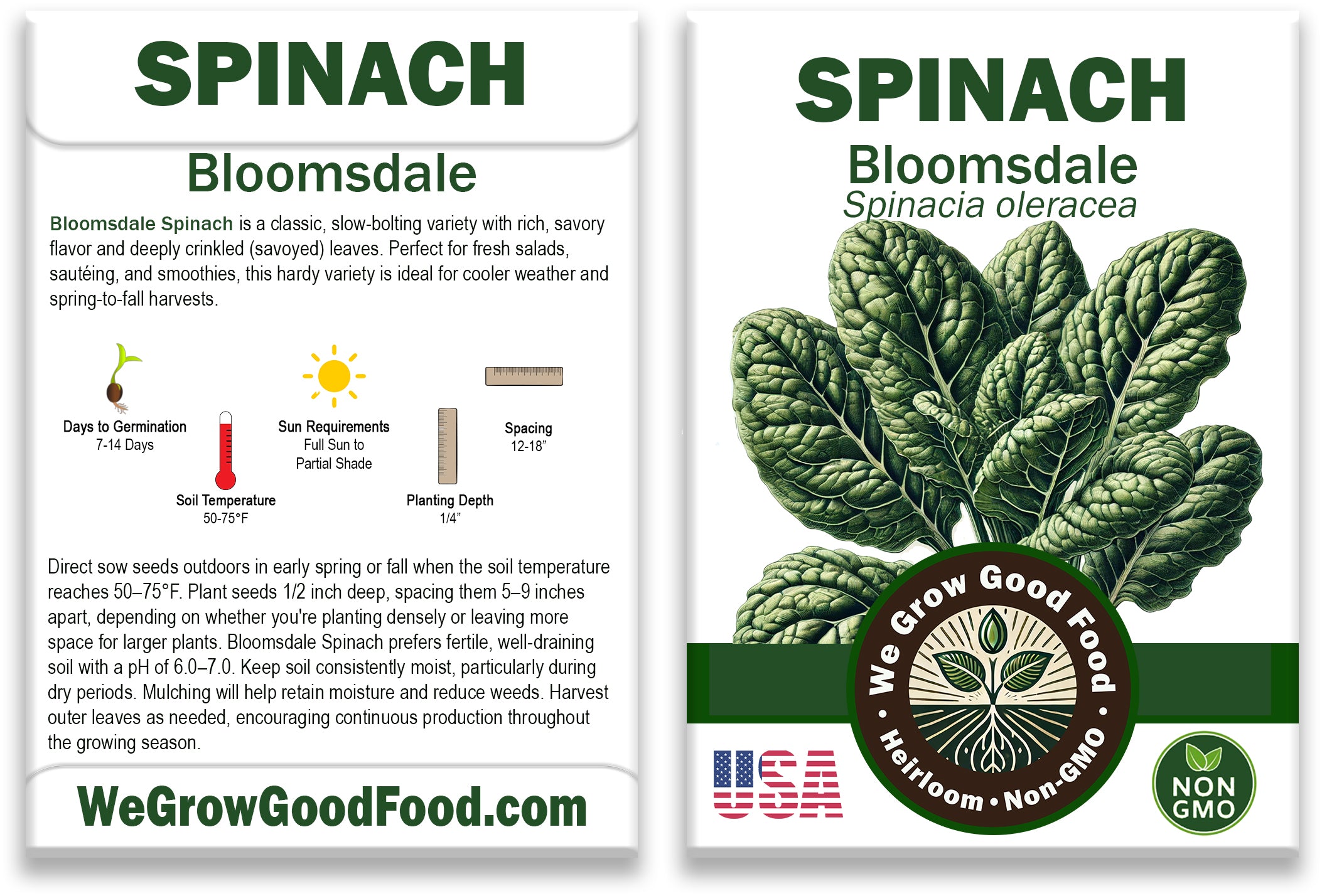 Bloomsdale Spinach Seeds