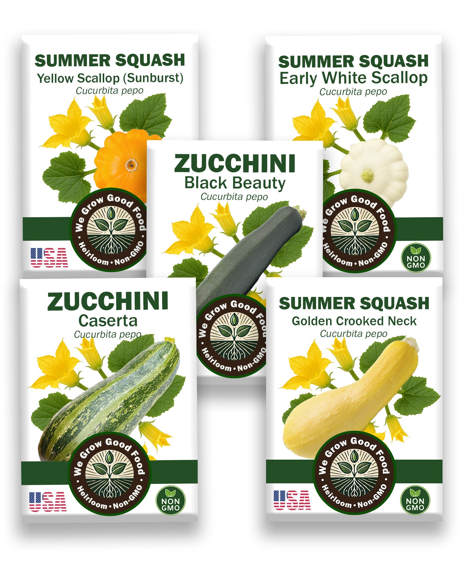 Squash Combo Pack - 5 Heirloom Varieties Individually Packaged