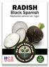 Black Spanish radish seeds in labeled paper seed packet