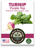 Organic Purple Top Turnip seed packet showing variety name and image.
