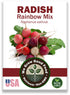 Organic Rainbow Mix Radish Seeds in labeled packet with heirloom blend